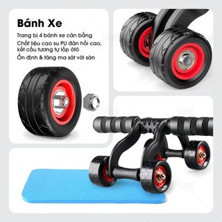 [Kèm Thảm Lót] Con Lăn Tập Bụng 4 Bánh Đa Năng - Dụng Cụ Tập Cơ Bụng Tại Nhà - ConLan4Banh