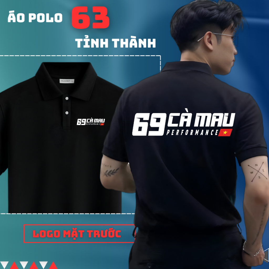 ÁO POLO in 63 tỉnh thành - 69 CÀ MAU (ghi chú mã tỉnh hoặc tên bạn muốn đặt)