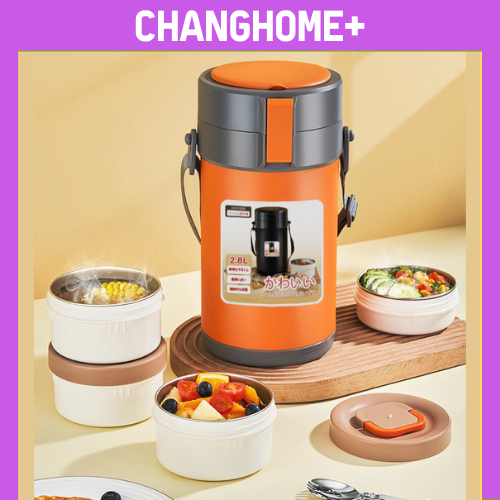 Hộp cơm giữ nhiệt BÌNH Ủ 3-4 tầng CHANGHOME+ giữ nhiệt 9-12h, chống tràn, quay lò vi sóng