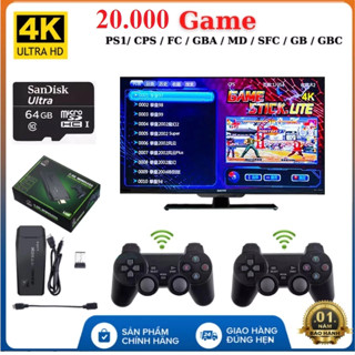 Máy Chơi Game 4 nút Không Dây 64G hơn 20.000+ Trò Chơi/ PS 10000 Game Ps1/ Ps2 /Nitendo/FC Compact/FC , kết nối HDMI.