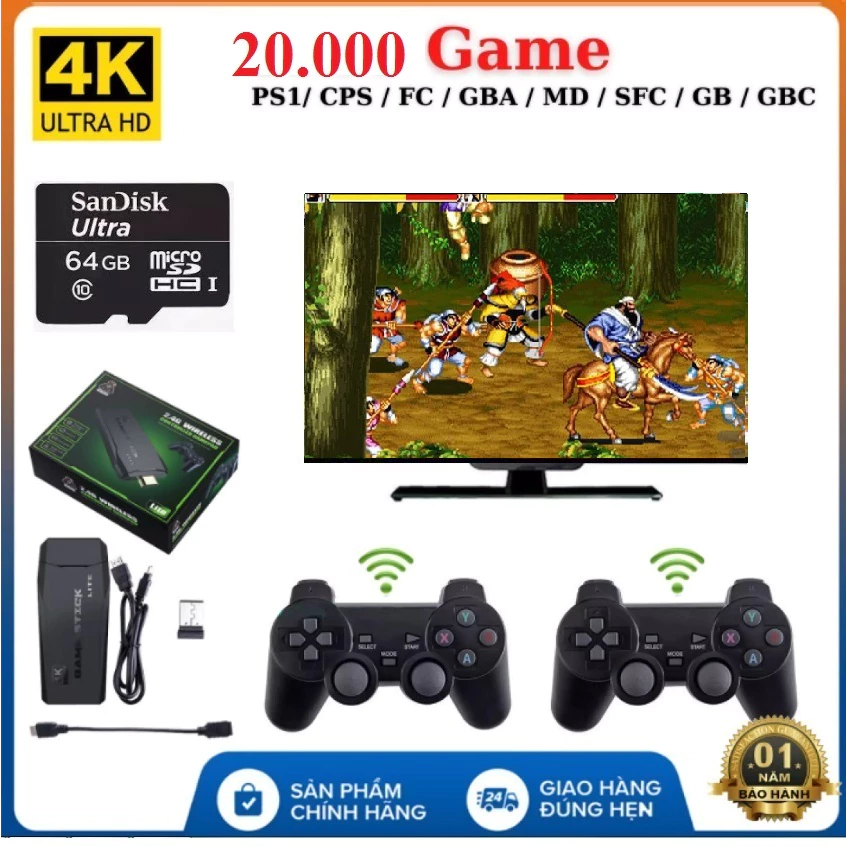 Máy Chơi Game 4 nút Không Dây 64G hơn 20.000+ Trò Chơi/ PS 10000 Game Ps1/ Ps2 /Nitendo/FC Compact/FC , kết nối HDMI. | BigBuy360 - bigbuy360.vn
