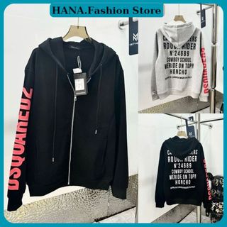  Áo khoác nỉ hoodiezip in chữ dsq2,Áo khoác nam nữ hoodie DSQ chất nỉ mũ hai lớp mẫu hottrend 2024. 