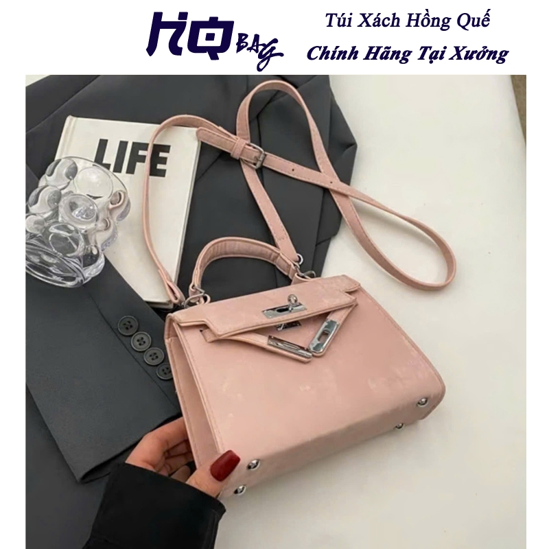 Túi Xách Nữ Đeo Chéo HM 19 Vải Thô Hồng Quế. Túi Xách Đeo Chéo Nữ HM 19