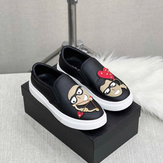 Giày slipon lười nam Đôn Chề da Pu thêu hình sticker thiên thần cung tim tình yêu cao cấp boy phố GS141P