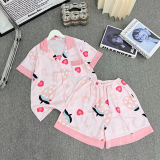 bộ pyjama chất vải lụa mango mát mềm nhẹ co giãn quần đùi áo cộc freesize từ 40kg đến 60kg