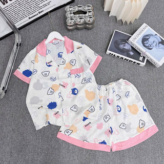 bộ pyjama chất vải lụa mango mát mềm nhẹ co giãn quần đùi áo cộc freesize từ 40kg đến 60kg