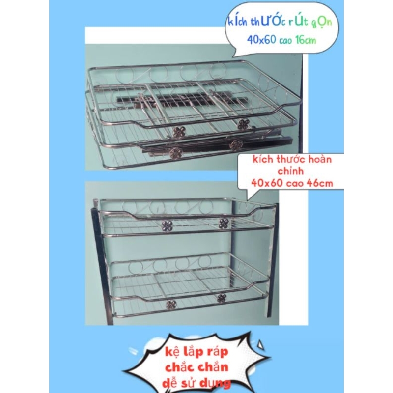 Kệ chén inox tháo ráp 2 tầng - kệ chén inox đứng 2 tầng 30x50 - 40x60