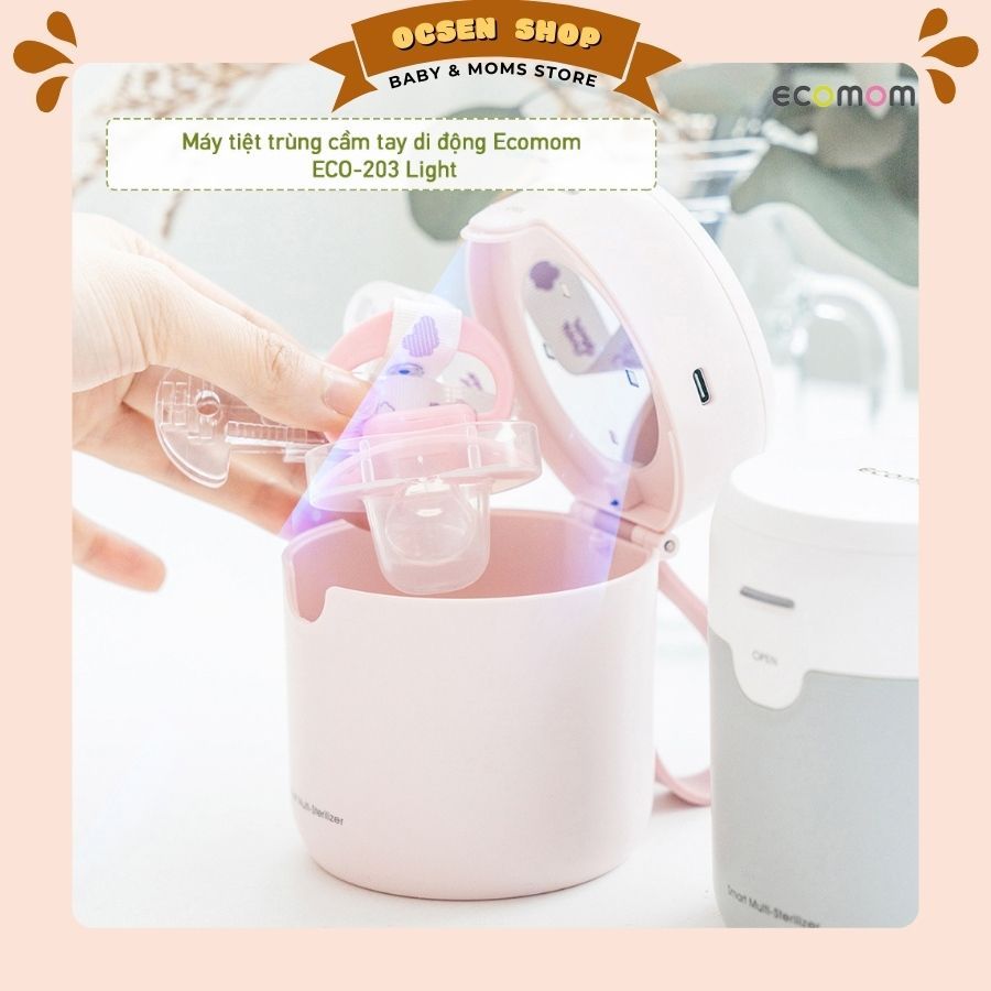 [Chính hãng] Tiệt trùng mini tia UV Ecomom Hàn Quốc cầm tay di động, tiệt trùng ti giả, đồ dùng nhỏ