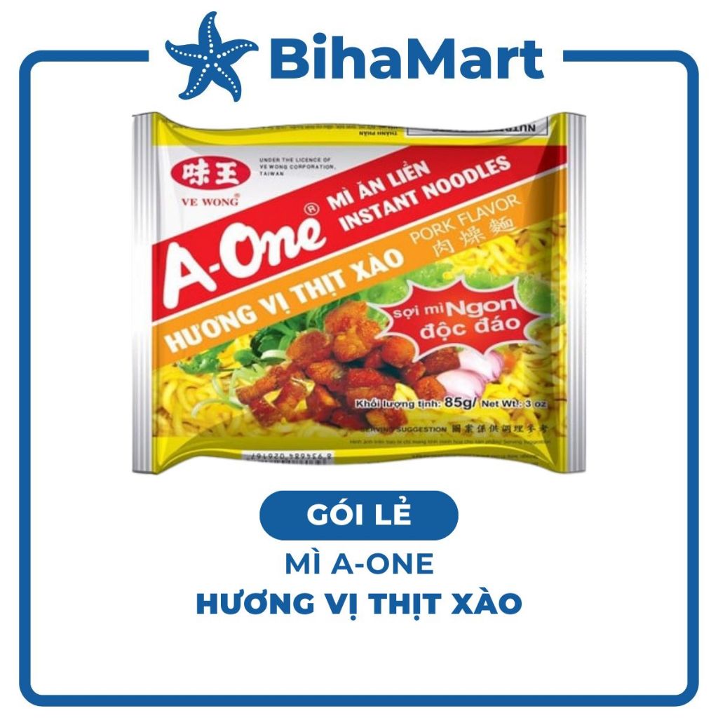 [GÓI LẺ] - A ONE - Mì A-One gói hương vị Thịt xào, Mì thịt xào A-One ăn liền, Mì ăn liền A-One, Mì g