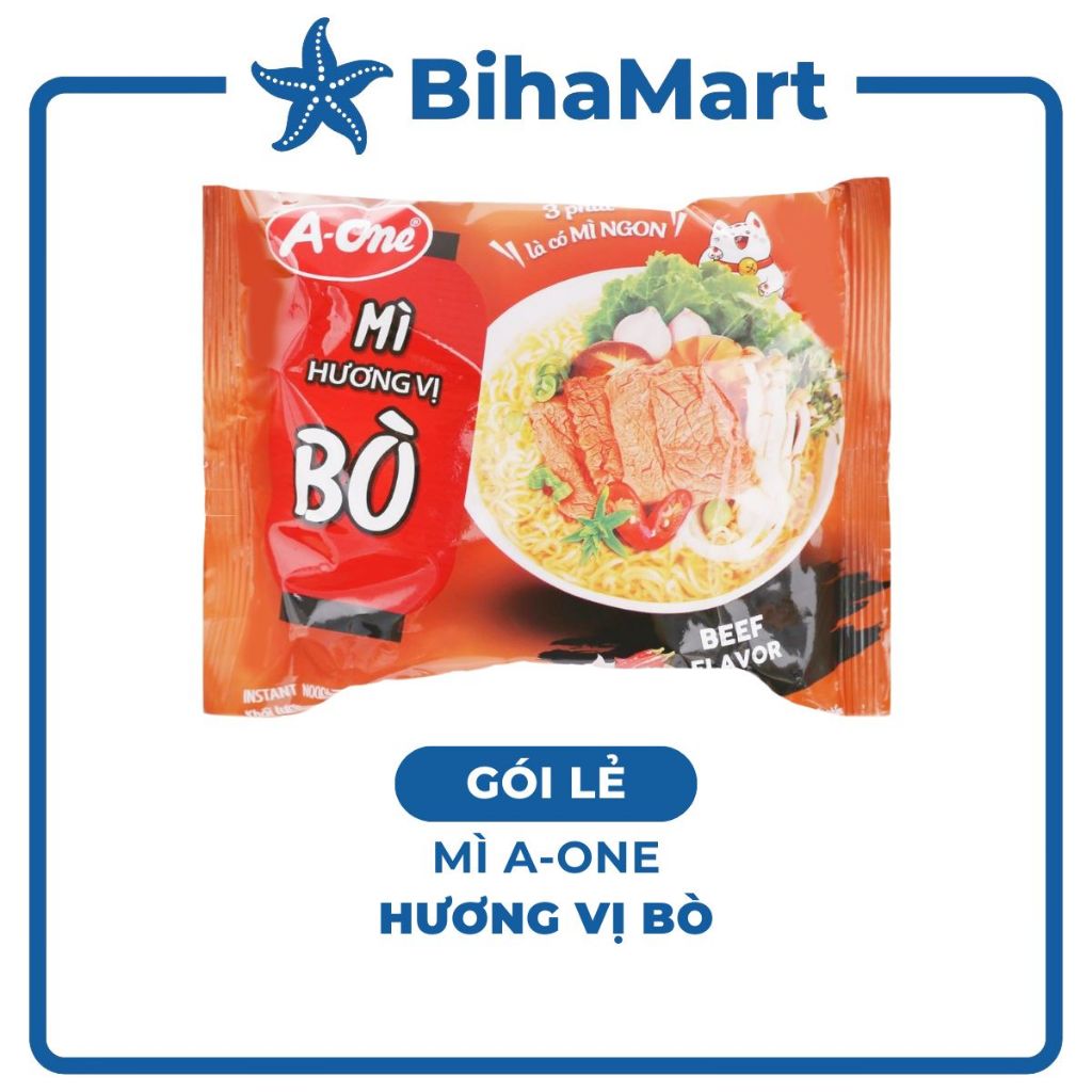 [GÓI LẺ] - A ONE - Mì A-One gói hương vị Bò, Mì Bò A-One, Mì ăn liền A-One vị Bò, Mì Aone ăn liền, M