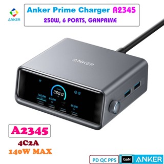 Trạm sạc Anker Prime Charger A2345 250W 6 Cổng 4C2A GaNPrime | Kết nối wifi màn hình LCD điều khiển thông minh
