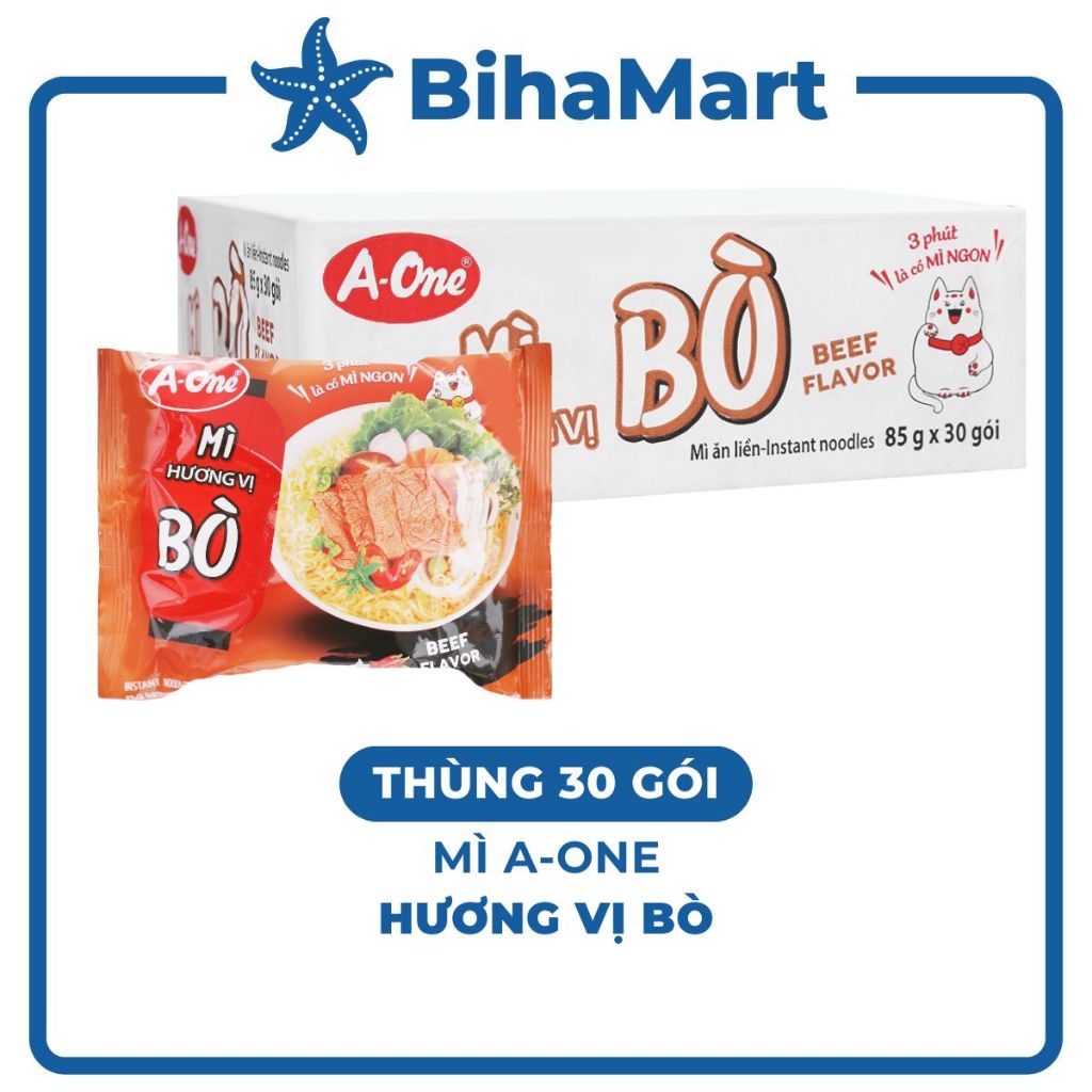 [THÙNG30GÓI]- A ONE - Mì A-One gói hương vị Bò, Mì Bò A-One, Mì ăn liền A-One vị Bò, Mì Aone ăn liền