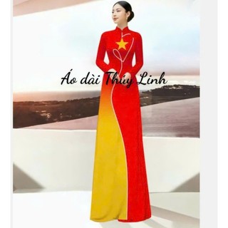 ( giá tại xưởng) Mẫu áo dài cờ đỏ sao vàng mới - Áo dài Thúy Linh