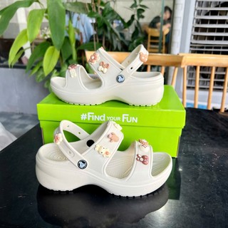  Dép Cross 2 quai đế cong có QUAI HẬU tăng chiều cao 5cm full Box tặng kèm charm   2Q đế cong có quai Hậu  