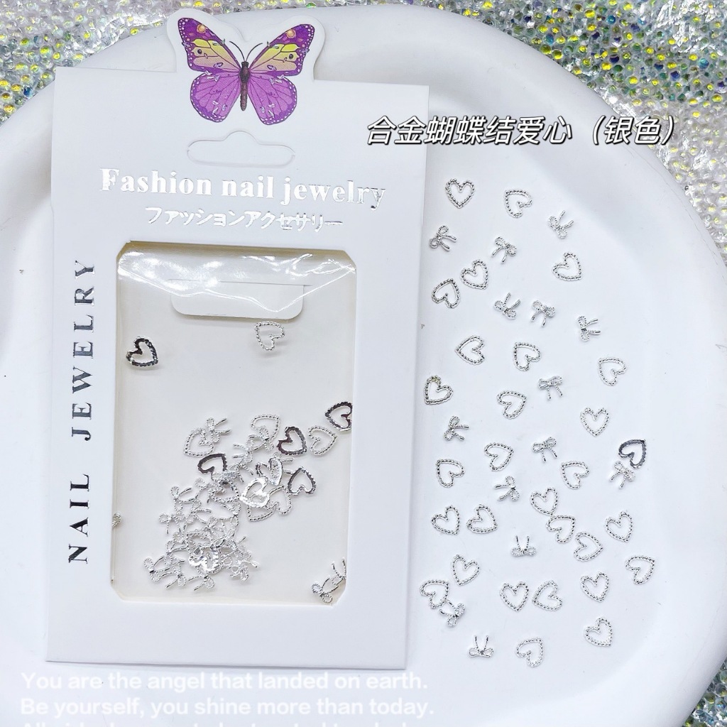 Charm nơ gắn móng trang trí móng sét 30 viên, nơ gắn móng