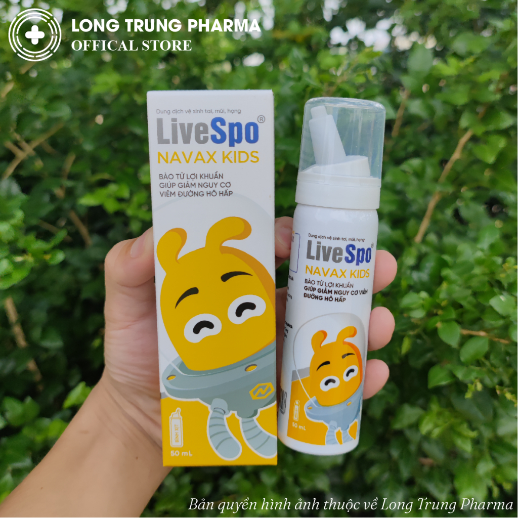 Bào Tử Lợi Khuẩn LIVESPO NAVAX KIDS Giúp Bé Giảm Sổ Mũi, Nghẹt Mũi, Viêm Tai Mũi Họng Viêm Xoang(Bình xịt Kim Loại 50ml)