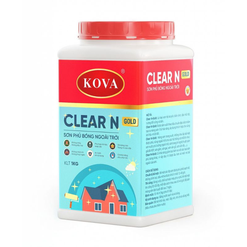 Keo bóng nước KOVA Clear  là loại keo trong suốt làm giả đá,phủ trên bề mặt sơn,tăng độ bền và độ bó