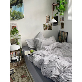 SET VỎ CHĂN GA GỐI COTTON LIVING. mẫu tim kẻ