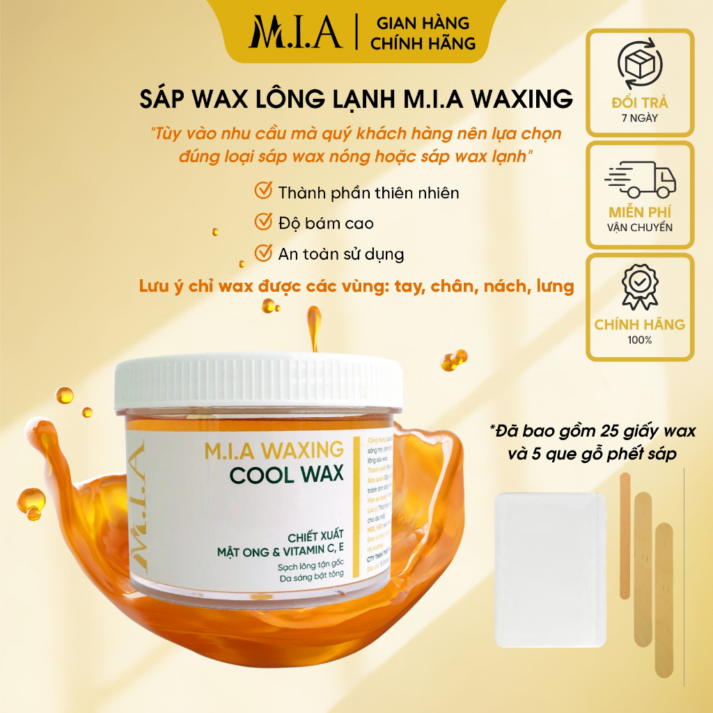  1. Sáp Wax Lạnh - Cool Wax M.I.A WAXING 350Gr Kèm Dụng Cụ Wax Lông Tẩy Sạch Tận Gốc Chân Lông 