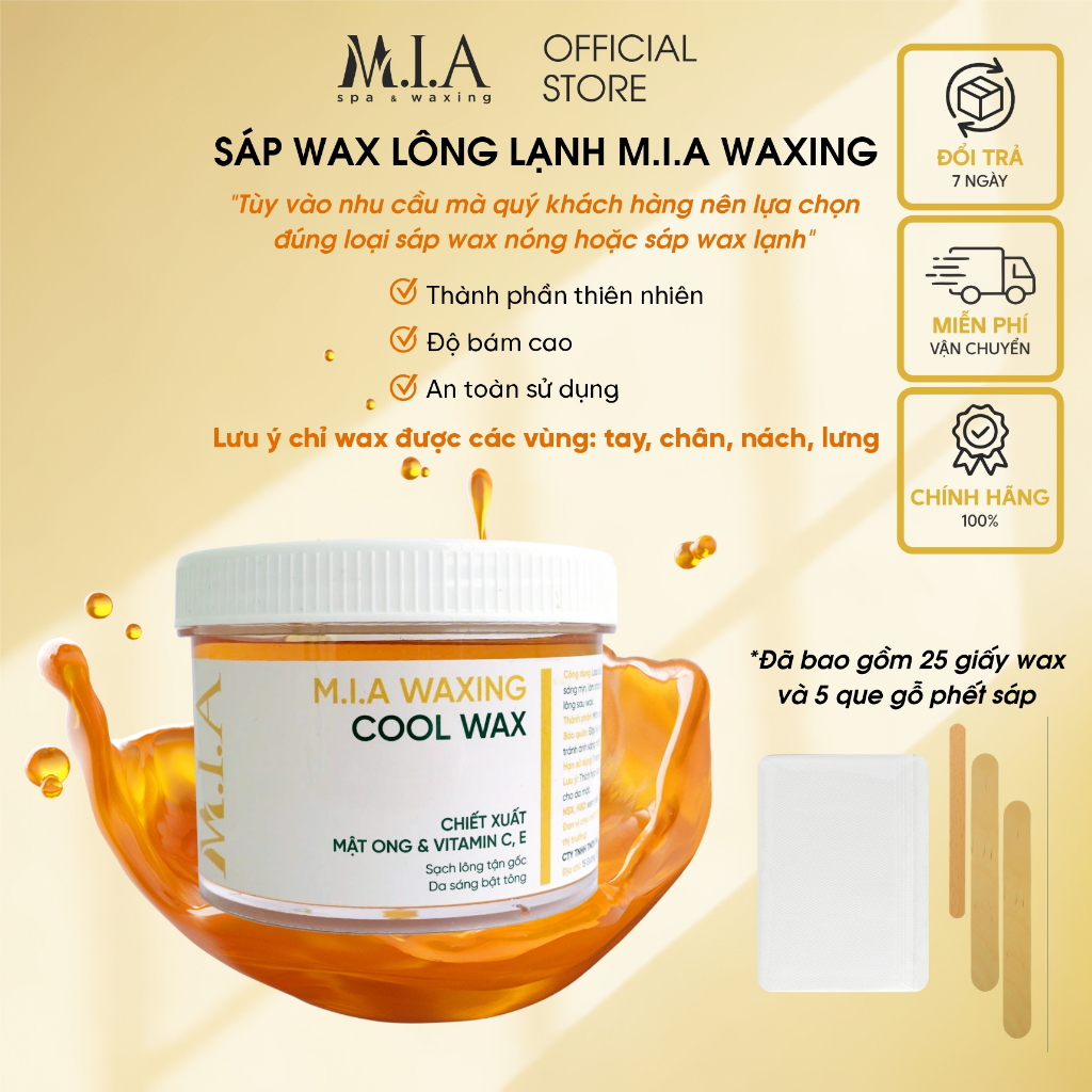 Sáp Wax Lạnh - Cool Wax M.I.A WAXING 350Gr Kèm Dụng Cụ Wax Lông, Tẩy Sạch Tận Gốc Chân Lông
