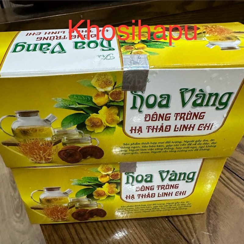 Trà thảo mộc Ðông trùng hạ thảo hồng sâm linh chi xạ đen hoa vàng cúc vàng thanh nhiệt mát gan thải độc detox giải khát