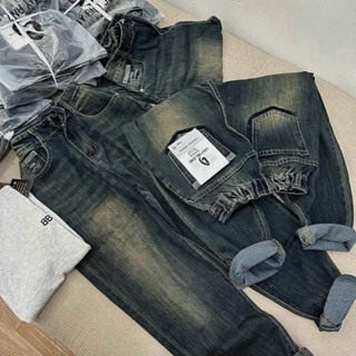 [BIGSIZE 80KG] 5566 Quần Jeans Nữ Baggy Dáng Rộng Cạp Cao Chun Sau Co Giãn Túi Thêu Chữ Nhỏ ,quần bò nữ lưng cao dáng bo