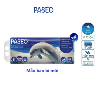  Giấy vệ sinh Paseo Dolphin 10 cuộn 4 lớp siêu mịn hoa văn cá heo độc đáo 