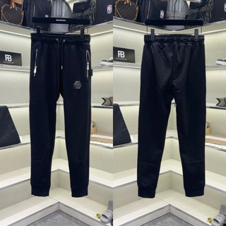 Quần jogger dài nam nữ Philipp Plein nỉ da cá thêu logo da tag sắt đùi phối túi khoá zip boy phố QN35P