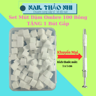  Set bông mút dặm ombre 100 bông mút Tặng kèm bút gắp dụng cụ chuyên dụng làm móng NAIL THAO NHI 