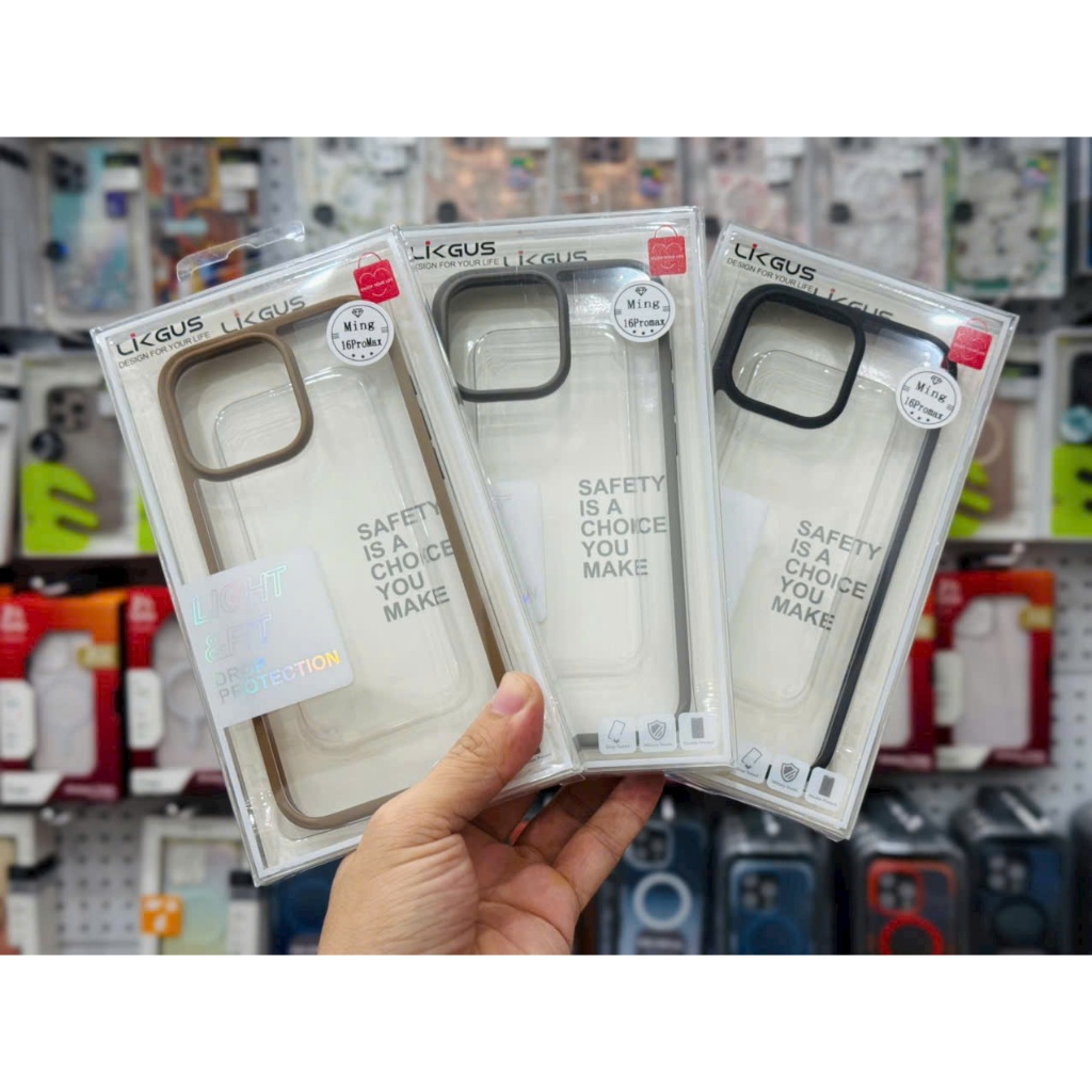 Ốp Likgus Ming lưng trong viền màu iPhone 16 Pro/16 Pro max Chống sốc gờ cao bảo vệ camera