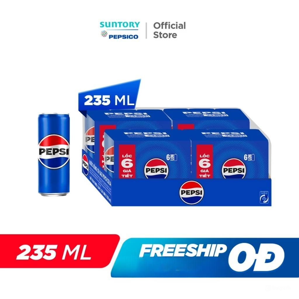 Thùng 24 Lon Nước Ngọt Có Gaz Pepsi (235ml/lon)