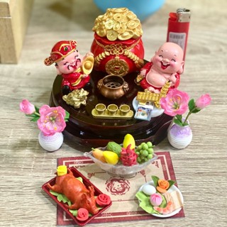 Bàn thờ mini Bàn thờ thần tài Ông địa Hủ vàng tài lộc may mắn Chibi Trang trí bàn làm việc