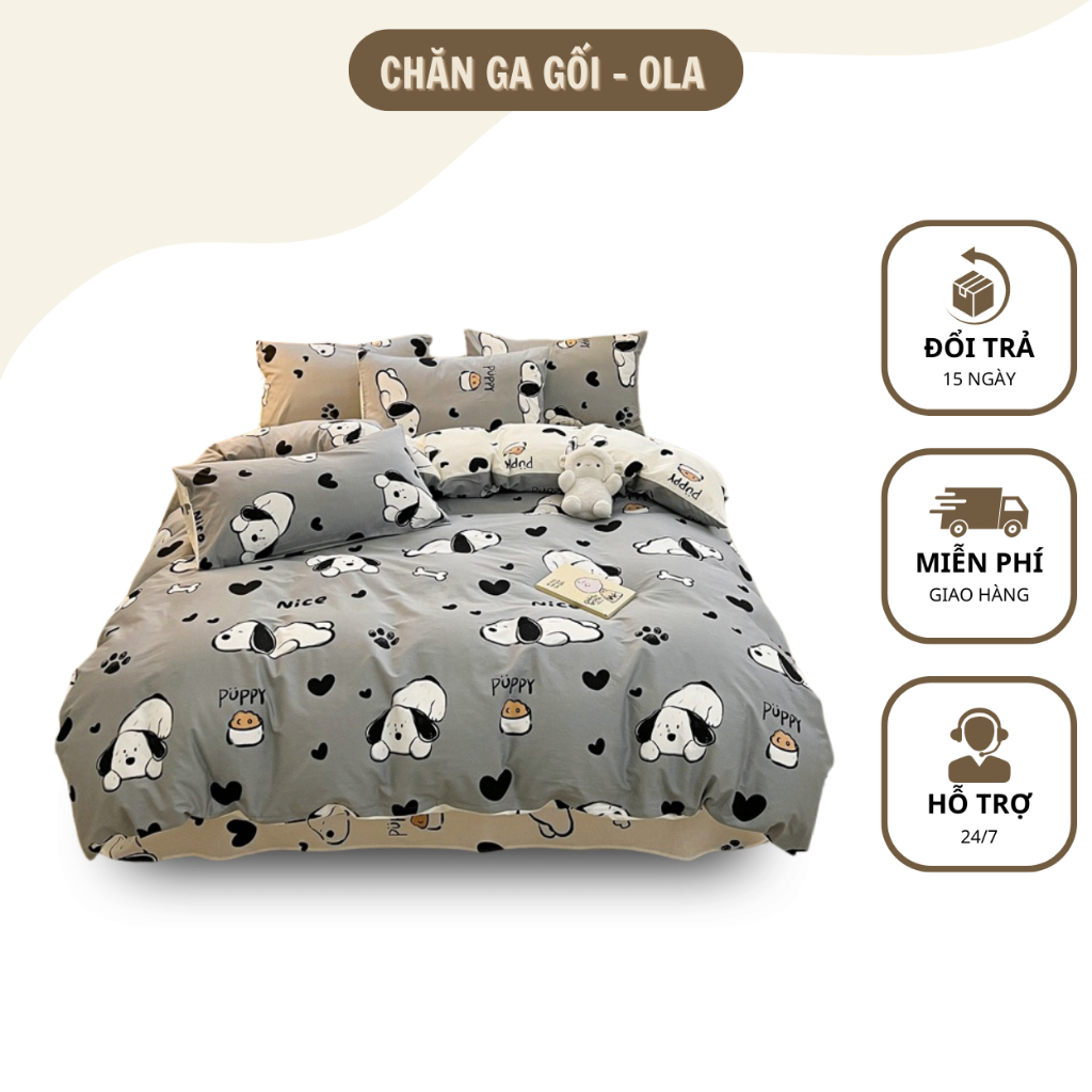 Ga giường 4 món cotton poly, drap nệm mềm mại, thoải mái 1m6x2m,1m8x2m,2m2x2m