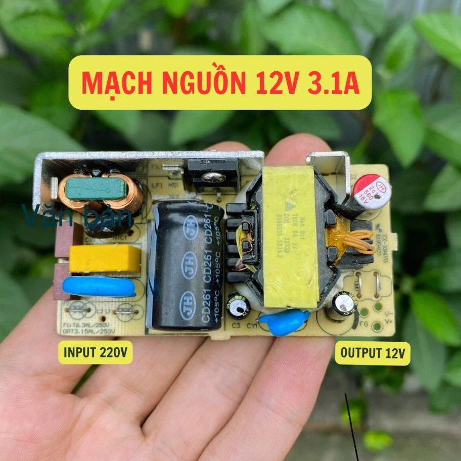 Mạch nguồn 12V 3A  3.1A, mạch adapter không vỏ linh kiện xịn chính hãng chống nhiễu tốt.