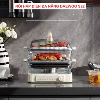 Nồi hấp điện đa năng Daewoo S22, phiên bản 2024, công suất 1500W, khay hấp bằng thủy tinh cao cấp