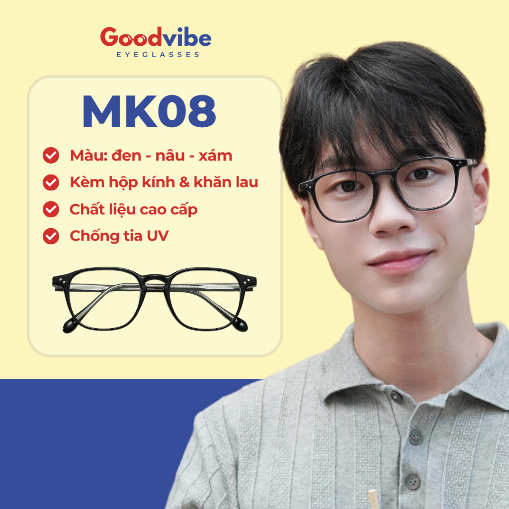 Gọng Kính Mắt Vuông, Chất Liệu Nhựa, Phù Hợp Cho Nam Và Nữ, Chống Tia UV - MK08