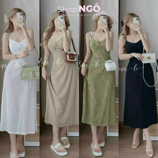 Đầm váy dài - Đầm váy nữ mặc đi chơi 2 dây xoắn ngực dáng dài maxi đi biển nhẹ nhàng bánh bèo chất xốp 4 màu siêu xinh
