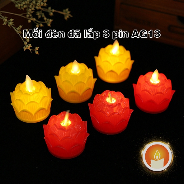 Nến sen điện tử mini tim lắc . Sử dụng 3 viên pin AG13 [LẮP SẴN PIN]