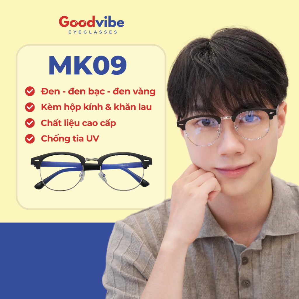 Gọng Kính Mắt Vuông, Chất Liệu Nhựa, Phù Hợp Cho Nam Và Nữ, Chống Tia UV - MK09