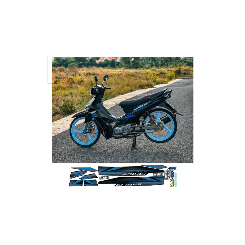 decal xe tem xe sirius mẫu sirius xanh đen xám