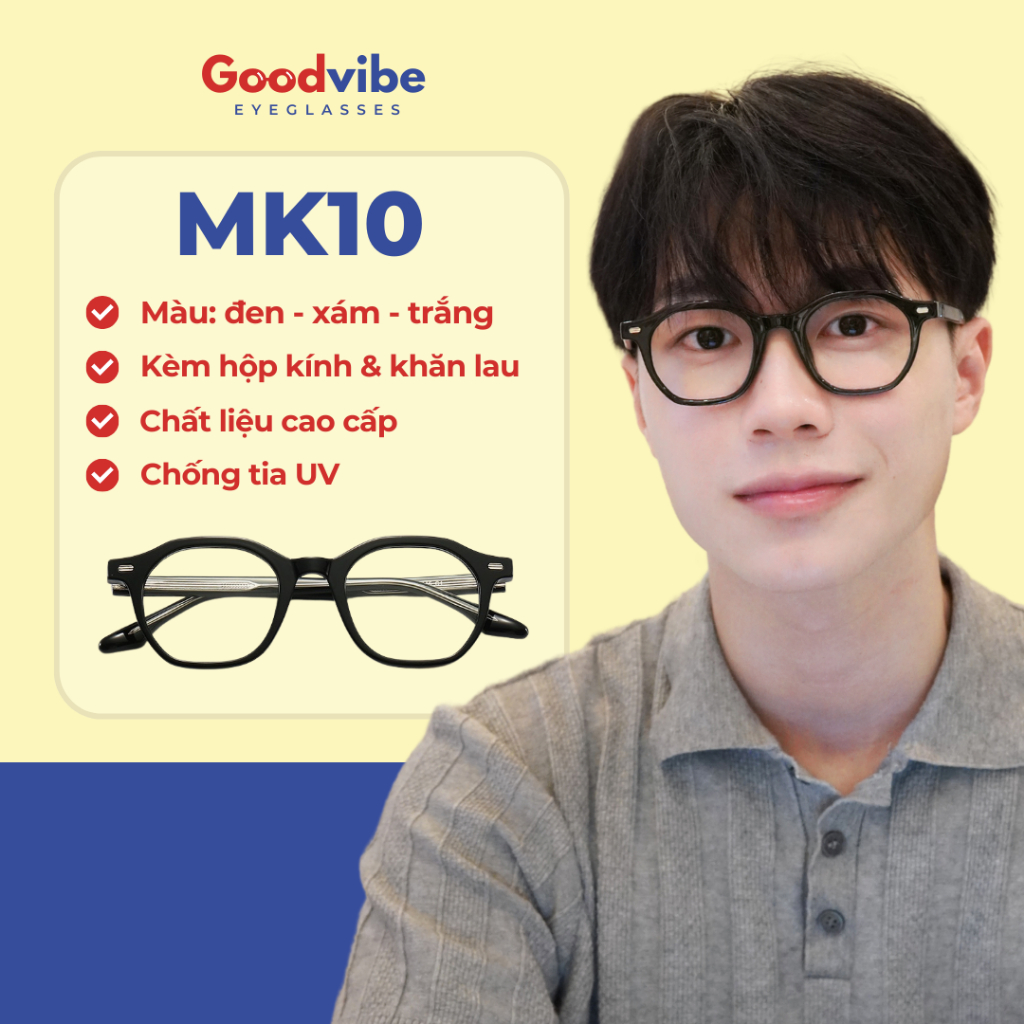 Gọng Kính Mắt Vuông, Chất Liệu Nhựa, Phù Hợp Cho Nam Và Nữ, Chống Tia UV - MK10