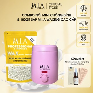 Combo Sáp Wax Lông MIA Waxing Siêu Bám Lông Kèm Nồi Chống Dính Mini Tặng 10ml Mỡ Trăn Nguyên Chất
