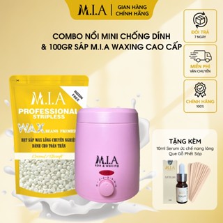 Combo nồi nấu sáp chống dính mini tặng kèm mỡ trăn wax nách, wax tay chân, wax râu MIA WAXING
