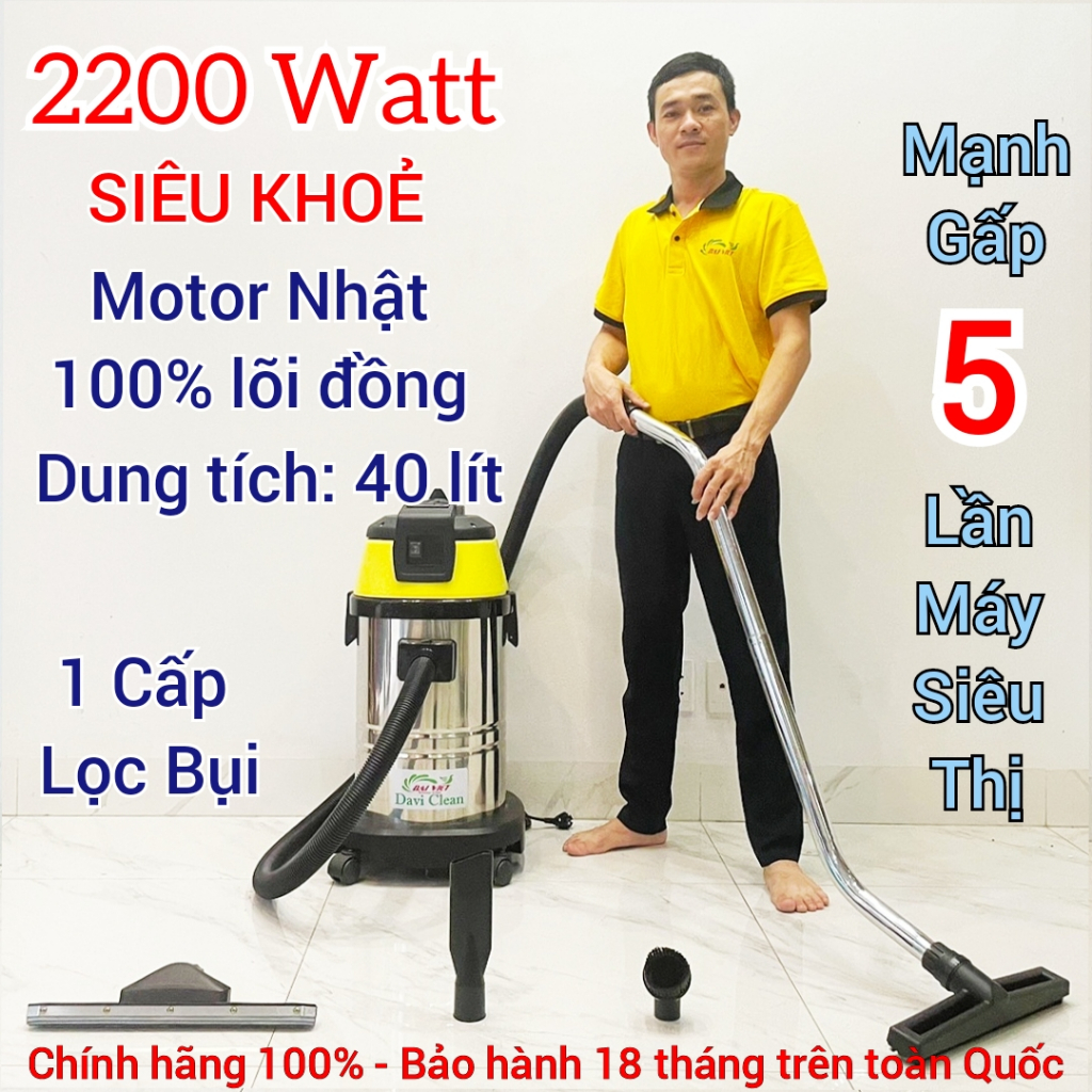 Máy hút bụi Gia Đình - Văn Phòng [Nhật] Hút Bụi & Nước, Bền 10+ Năm [DAVICLEAN],DV-40JP- 1 Lõi Lọc [<900m2]
