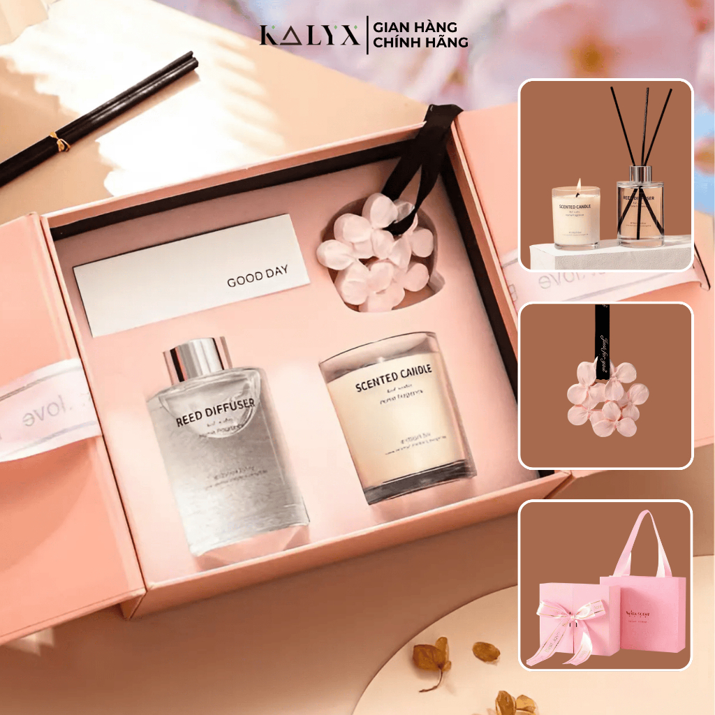  Set Tinh Dầu Thơm Nến Thơm Và Thẻ Thơm Nước Hoa WICK KALYX Set quà tặng FULLBOX kèm túi quà cao cấp và thiệp 