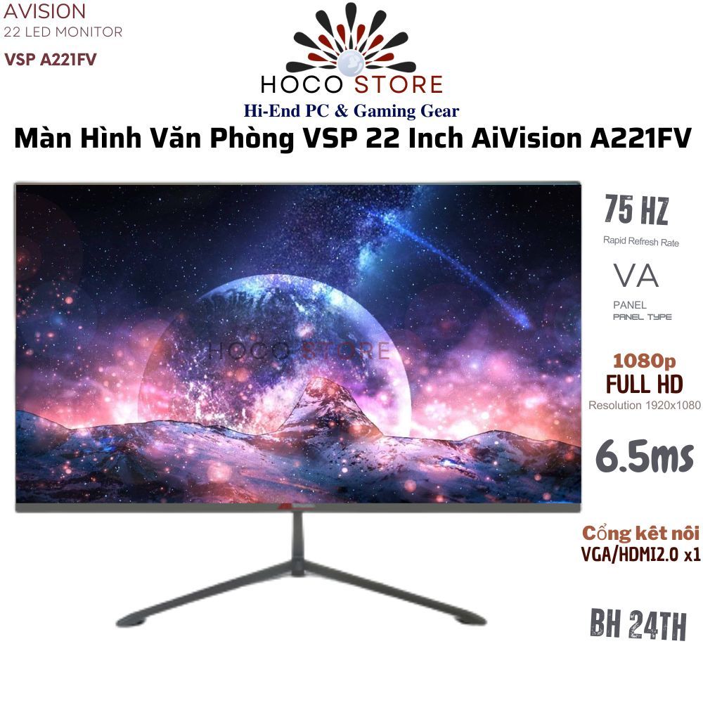 Màn Hình Văn Phòng VSP 22 Inch AiVision A222FV / A221FV Độ Phân Giải Cao, Hiệu Suất Tối Ưu, Màu Sắc Đẹp | Hoco Store PC | BigBuy360 - bigbuy360.vn