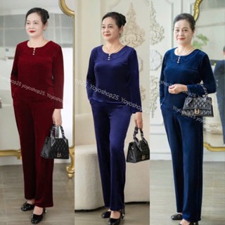   CB5  Bộ Trung Niên Thu Đông Sang Trọng Cho Mẹ Bộ Thời Thượng tay dài Mặc đi chơi đi Chợ YOYOSHOP 