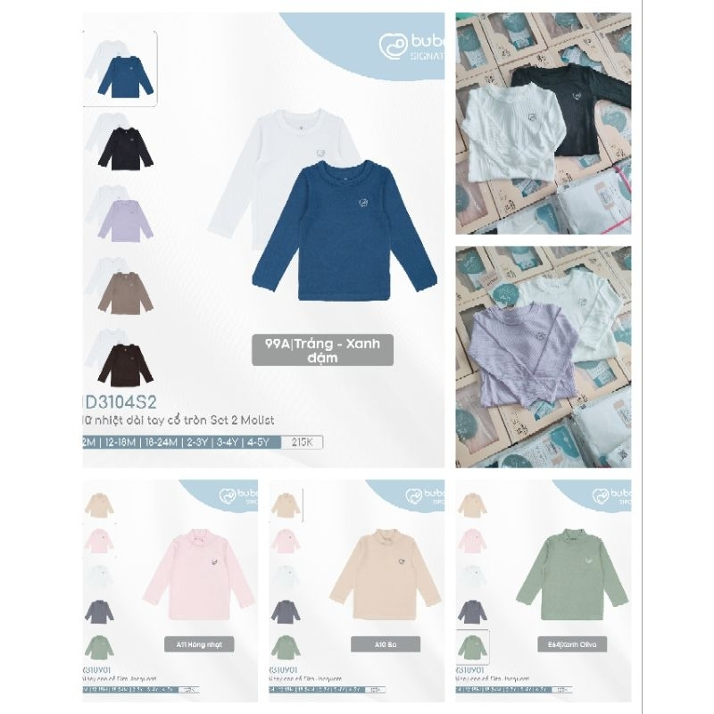 BU - Áo giữ nhiệt Bubaby cổ Siro Jacquard - 06B -12M 18M 24M 3Y 4Y 5Y NV.T10B - 06B - BF05B