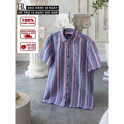 Áo sơ mi linen sọc premium tay ngắn mềm mịn thoáng mát, form regular - Bravery