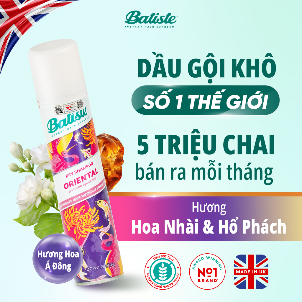 Dầu Gội Khô Batiste Hương Hoa Á Đông Sang Trọng Quý Phái - Batiste Dry Shampoo Pretty & Opulent Orie